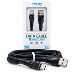Denumire produs: Cablu YOURZ M20 USB-A la USB-C, 1 m, 2,4 A, negru împletit