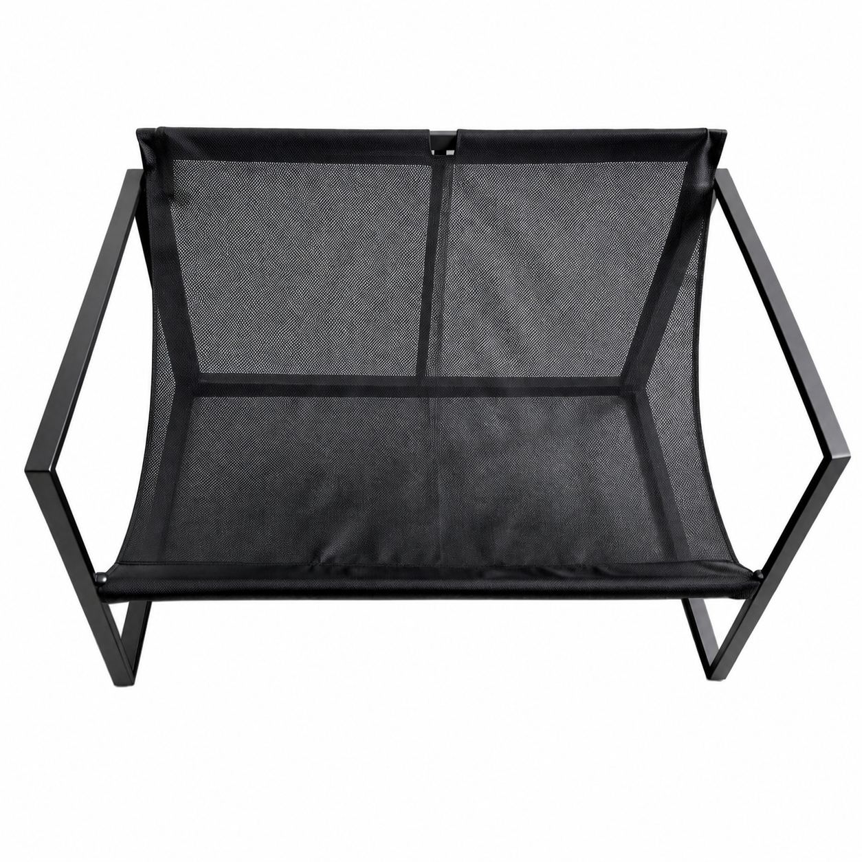 Set Mobilier Grădină AT PERFORMANCE® 4 Piese, Canapea 2 Locuri + 2 Fotolii + Măsuță cu Sticlă Securizată Neagră, Cadru Metalic