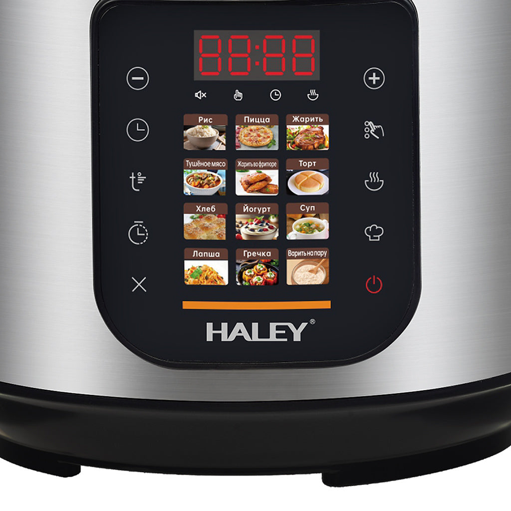 Oală Electrică Multifuncțională pentru Gătit HALEY® HY-2213, 1500W, Capacitate 6 Litri, Panou Digital cu 12 Programe de Gătire, Vas Interior cu Strat Antiaderent, Gătire Rapidă, Economie de Energie