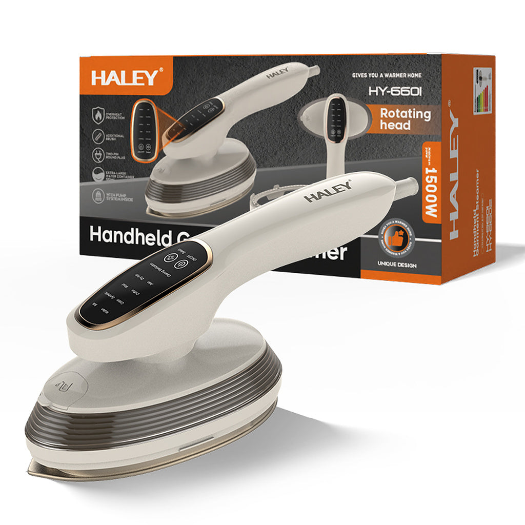 Aparat de Călcat Vertical și Orizontal cu Aburi HALEY® HY-6601, 2000W, Cap Rotativ la 90°, Panou de Control Tactil, Încălzire Rapidă în 20 Secunde, 3 Niveluri de Abur, Rezervor 120 ml, Funcție de Călcare Uscată