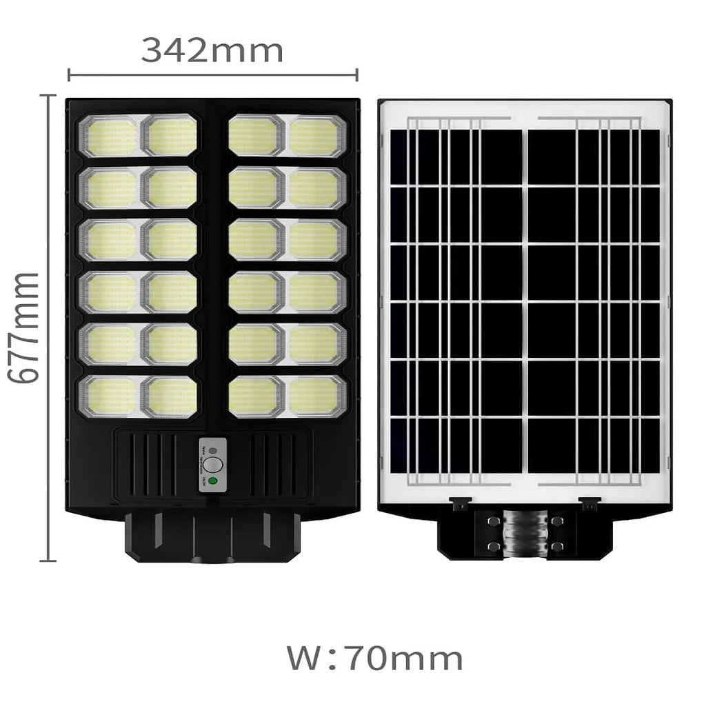 Lampă Solară Stradală LED 2400W, 800 LED-uri, Panou Fotovoltaic, Telecomandă, Suport Metalic, IP65, Lumină Rece