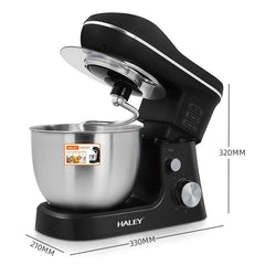 Mixer de Inalta Performanta HALEY HY-2409: Putere de 1200W, Bol Generos din Inox de 7L, 6 Trepte de Viteza cu Functie Pulse, Design Elegant Negru si Inox