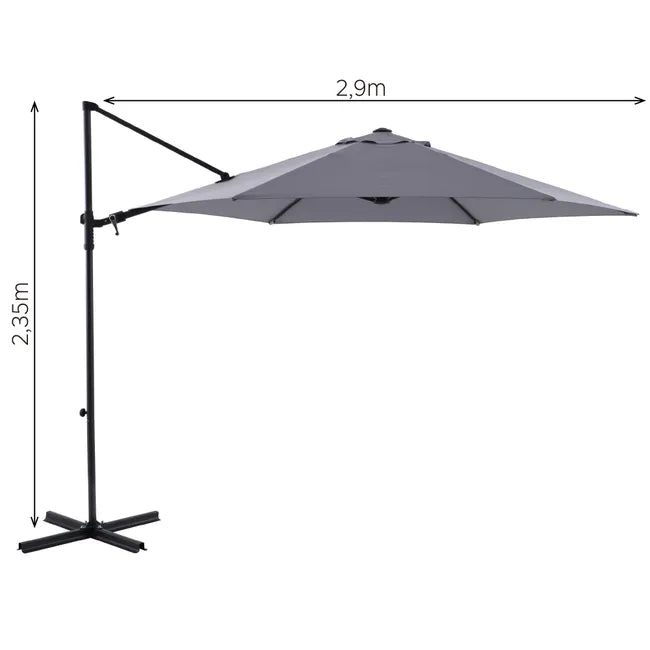 Umbrelă de Soare cu Braț Lateral 290 cm, Protecție UV, Antracit