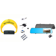 Pachet Siguranță Auto 2 în 1: Blocator Automat Loc de Parcare + Oglindă DVR Duală Full HD AT Performance | Control Complet și Protecție Fără Compromis