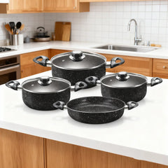 Set Oale Granit Antiaderent AT Performance Royal MN-322, 7 Piese, Marble Non-Stick