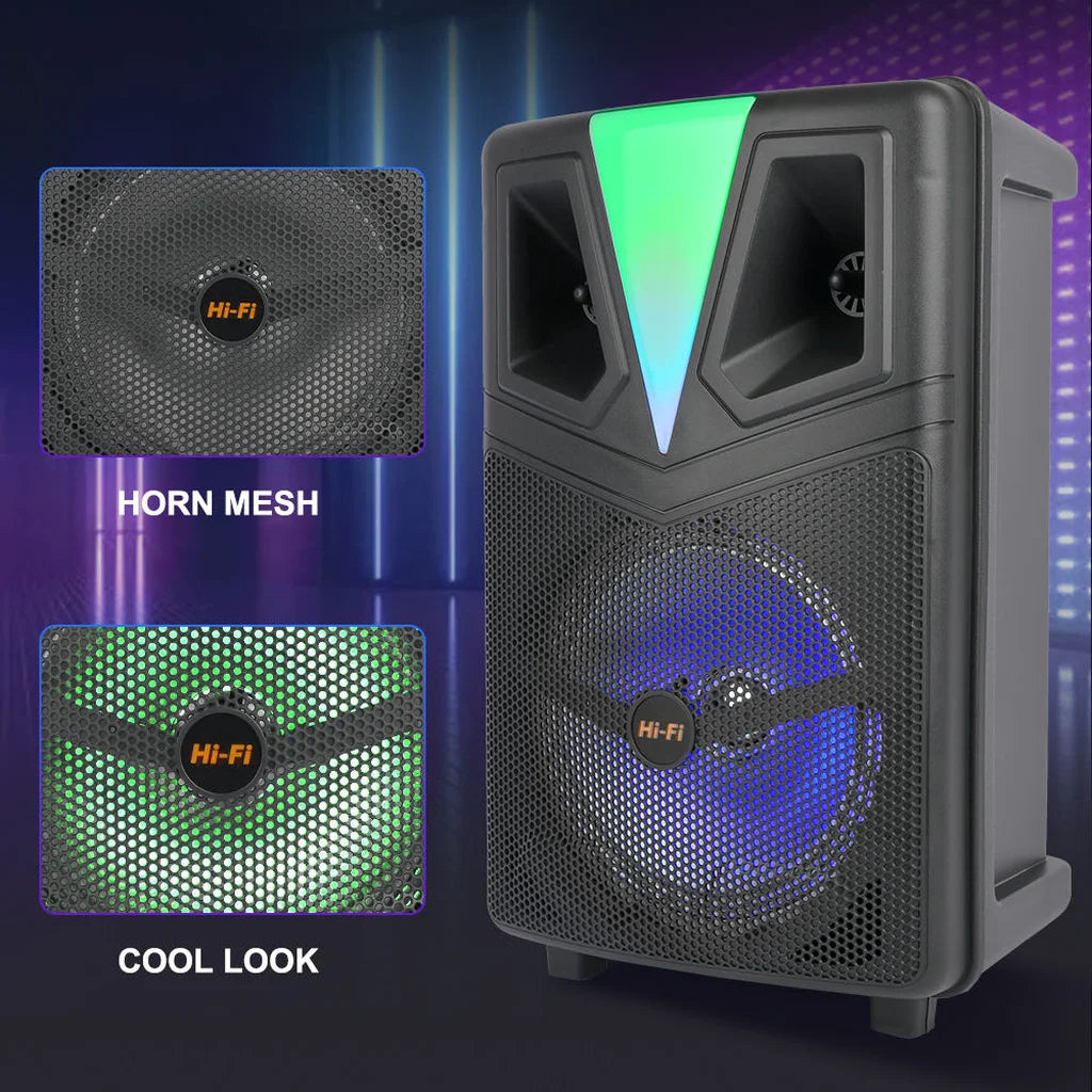 Boxă Portabilă Karaoke Sing-e ZQS8157, 8”, 20W, Bluetooth, LED RGB, Microfon, 3000 mAh – Super Bass