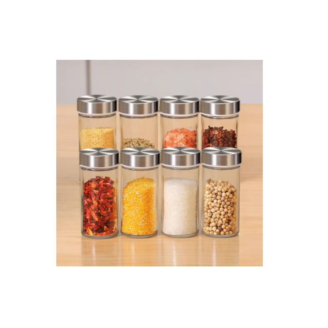 Set 20 recipiente, At Performance, pentru condimente, cu suport inox rotativ, argintiu