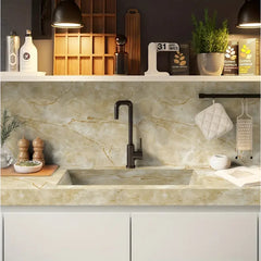 Set 10x Tapet Marmura, AT PERFORMANCE®, suprafata acoperire 1.8 mp, autoadeziv, waterproof, usor de montat, design modern, 30x60 cm, bej