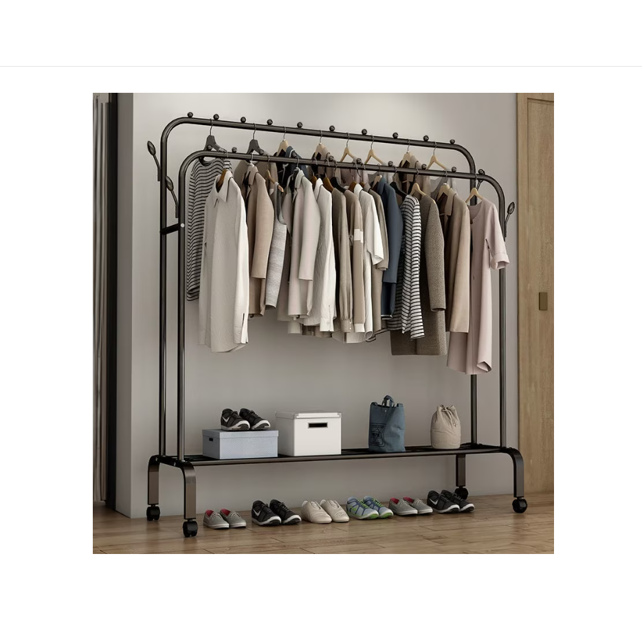 Suport pentru umerase si pantofi, AT PERFORMANCE®, 150 x 110 x 57 cm, Negru