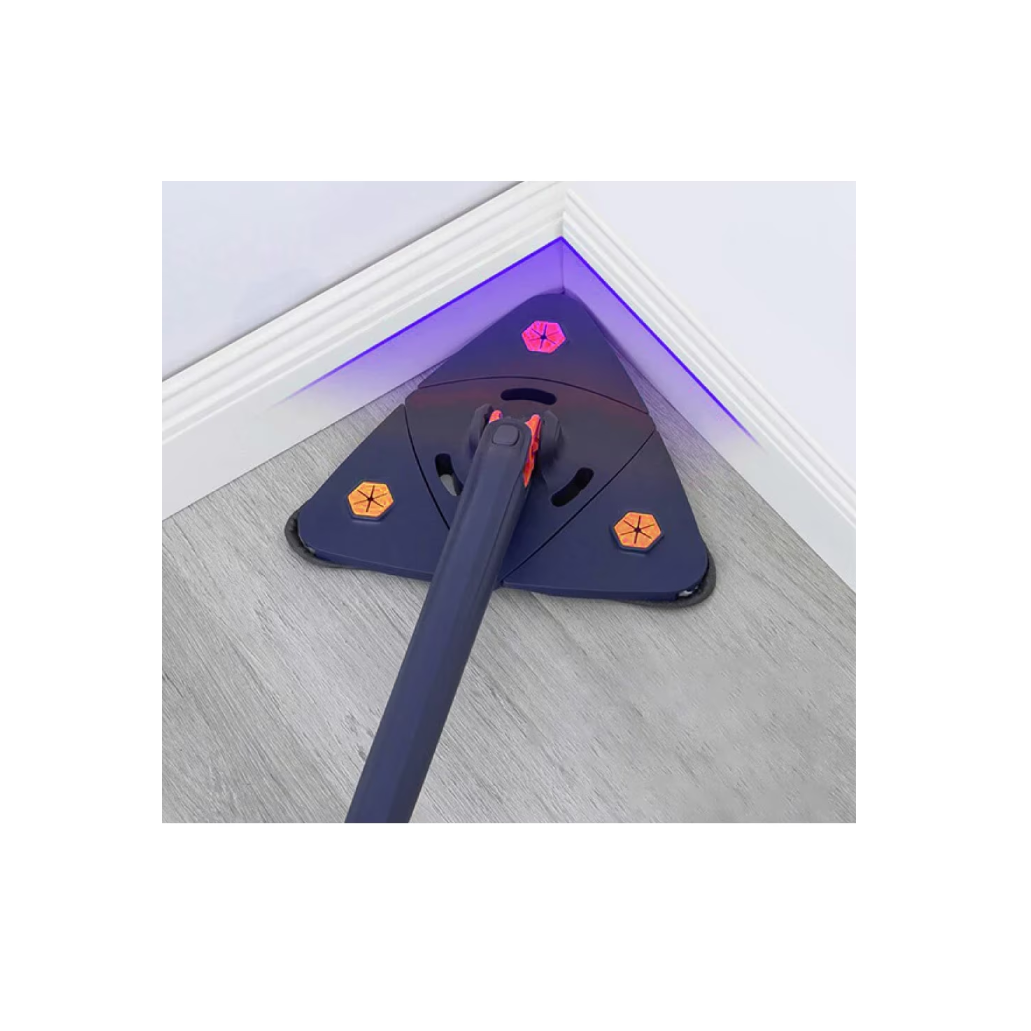 Mop triunghi extensibi At Performance, curata suprafete multiple gresie, podea, pereti, 360° de rotatie, Maner Telescopic, Albastru