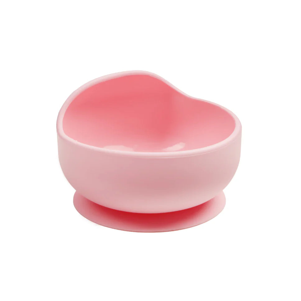 Set 6 piese din silicon fara BPA, AT PERFORMANCE®, de diversificare a hranei pentru bebelusi, 6+ luni, cu Bol, Farfurie, Cana cu pai Lingurita, Furculita, Bavetica Roz