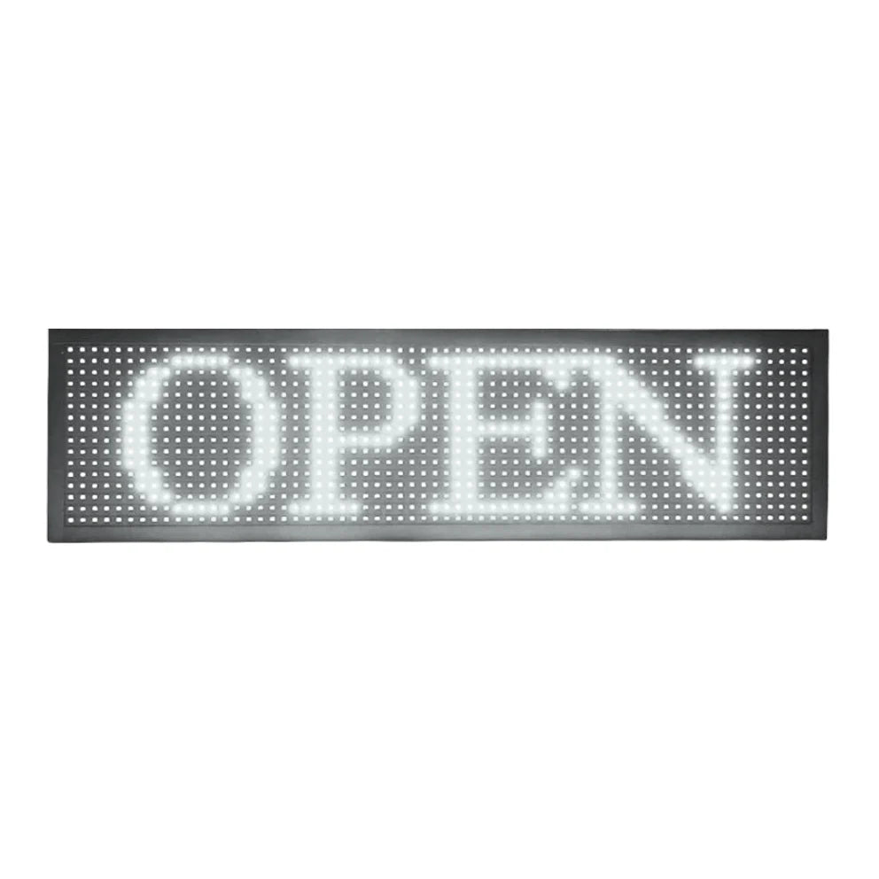 Reclama Luminoasa AT PERFORMANCE 200 x 40 cm, LED Alb, Vizualizare 120°, Wi-Fi, Cod QR, Temperatura, Negru, afisaj mesaj programabil, exterior