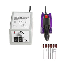 Freza unghii profesionala At performance, pila electrica unghii false 20.000 RPM, gri, 6 capete de freza, 6 inele abrazive