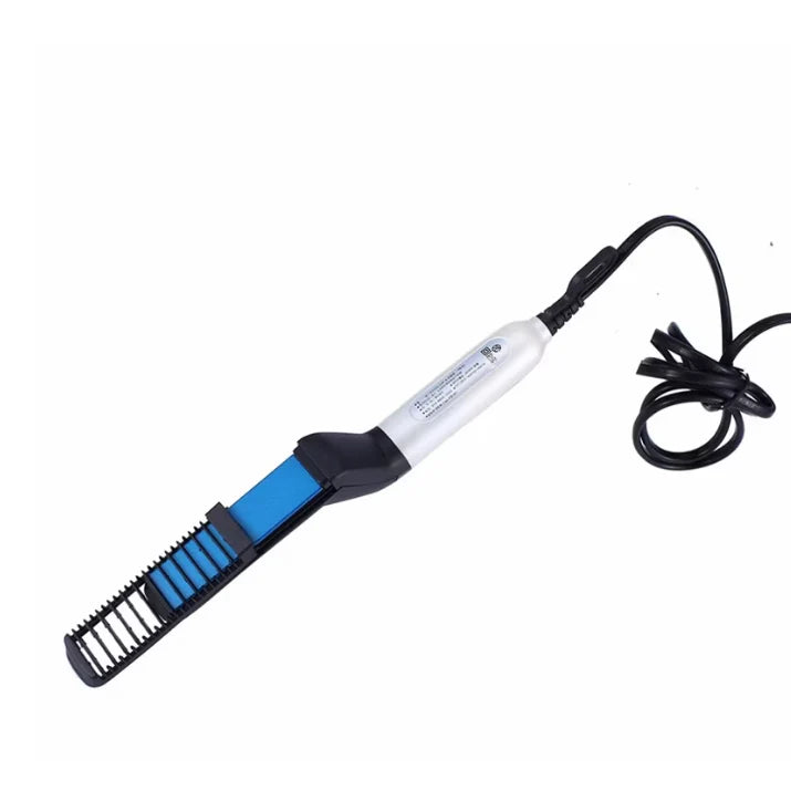 Perie electrica 2in1, AT PERFORMANCE, multifunctionala de indreptat parul si barba, incalzire rapida, 10W, usor de utilizat, maner simplu si ergonomic, alb/negru