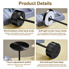 Lampa Led din metal, pentru Restaurante, Mese, Hoteluri, Birouri, reincarcabila prin USB, cu touch, Negru