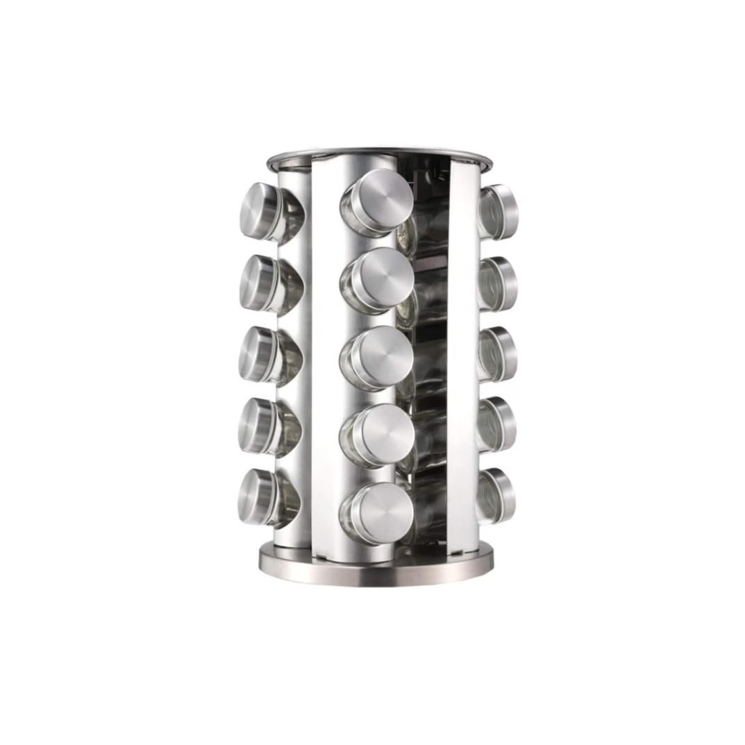 Set 20 recipiente, At Performance, pentru condimente, cu suport inox rotativ, argintiu