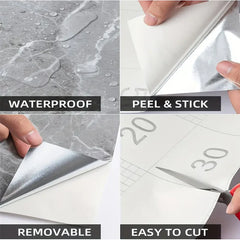 Set 50x Tapet Marmura, AT PERFORMANCE®, suprafata acoperire 9 mp, autoadeziv, waterproof, usor de montat, design modern, 30x60 cm, bej