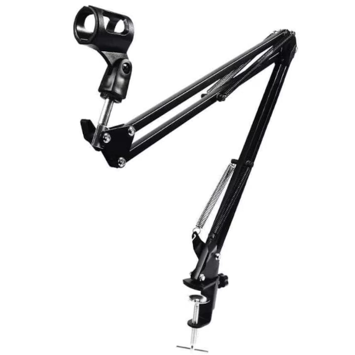 Suport microfon reglabil, pe birou, din oțel, metalic