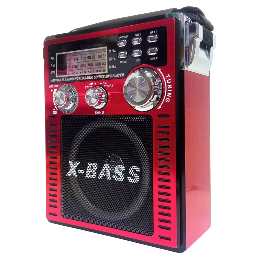Radio Portabil AM/FM/SW cu Bluetooth, MP3, USB/TF și Lanternă