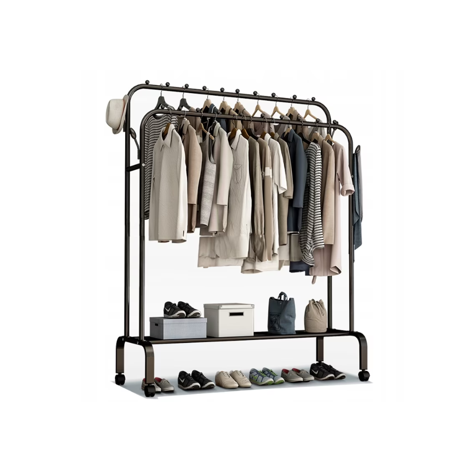 Suport pentru umerase si pantofi, AT PERFORMANCE®, 150 x 110 x 57 cm, Negru