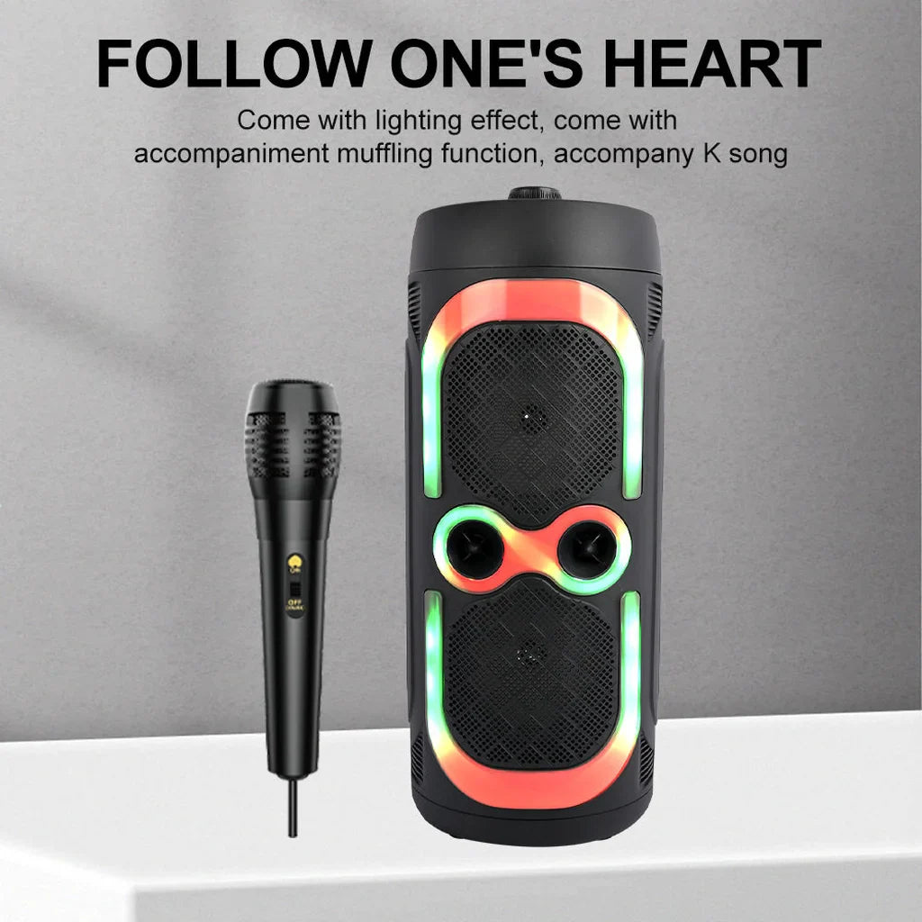 Boxă Portabilă Sing-e 6.5” x2 cu Bluetooth, Lumini RGB, USB/TF, Radio FM și Microfon – 20W, TWS