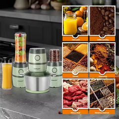 Robot 3 în 1 HALEY, 2L, 500W, de Carne și Legume Mini, din Oțel Inoxidabil, Verde