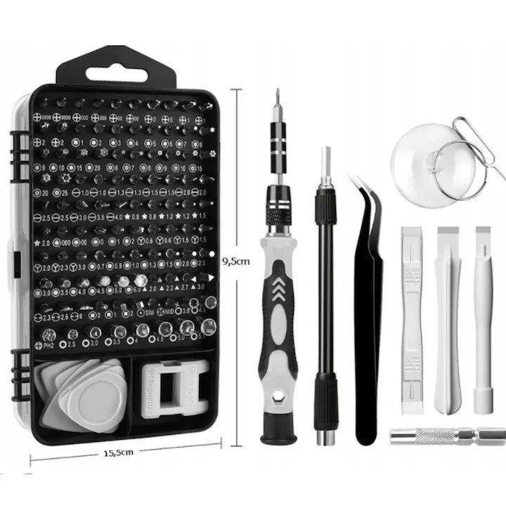 Set 115 piese, surubelnite de precizie At Performance®, mecanica fina, cromate, pentru dispozitive electronice.