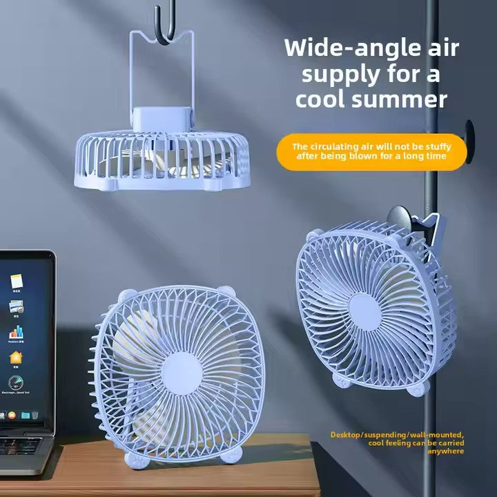 Pachet 2x Ventilator Camping AT PERFORMANCE® – USB, LED, 3 Viteze, Cârlig Pliabil, Reglabil 180°